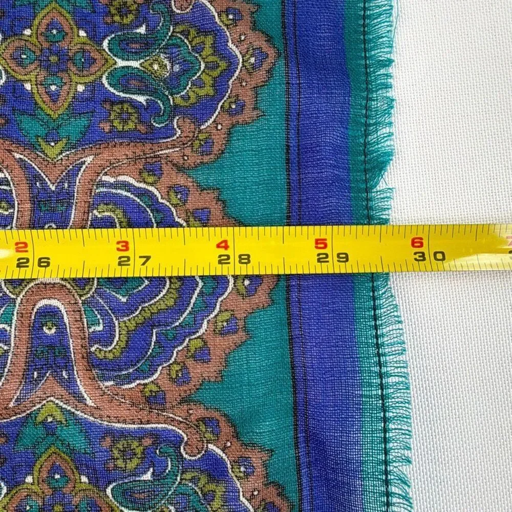 Worthington Vintage Wool Scarf Paisley Pattern Square Japan